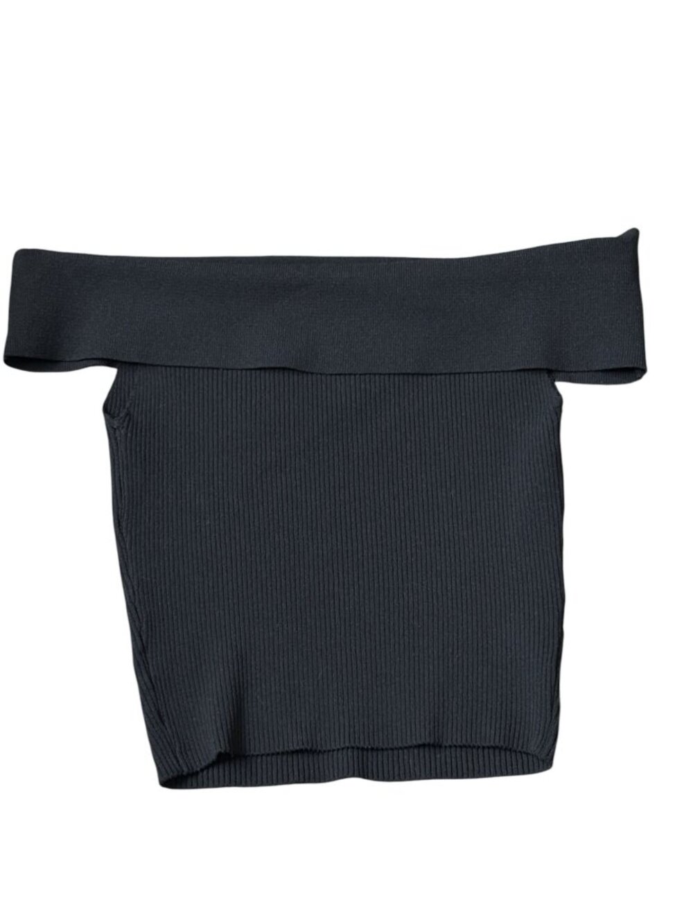 Kendall & Kylie Womens Black Ribbed Off-Shoulder Tube Top Small